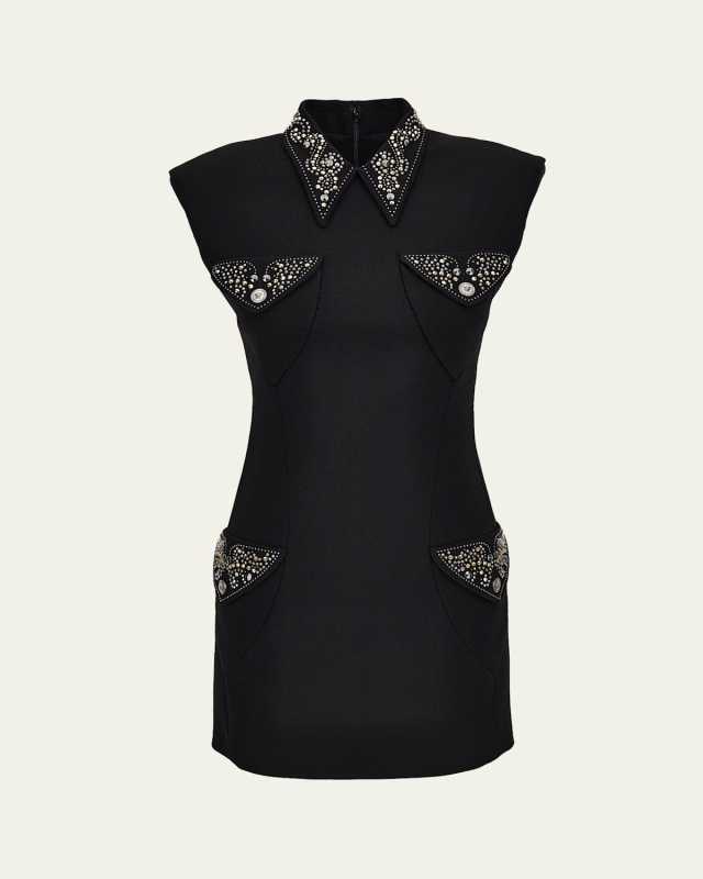 Studded Wool Crêpe Cocktail Dress
